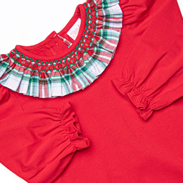 Home for the Holiday's Smocked Ruffle Dress, Red