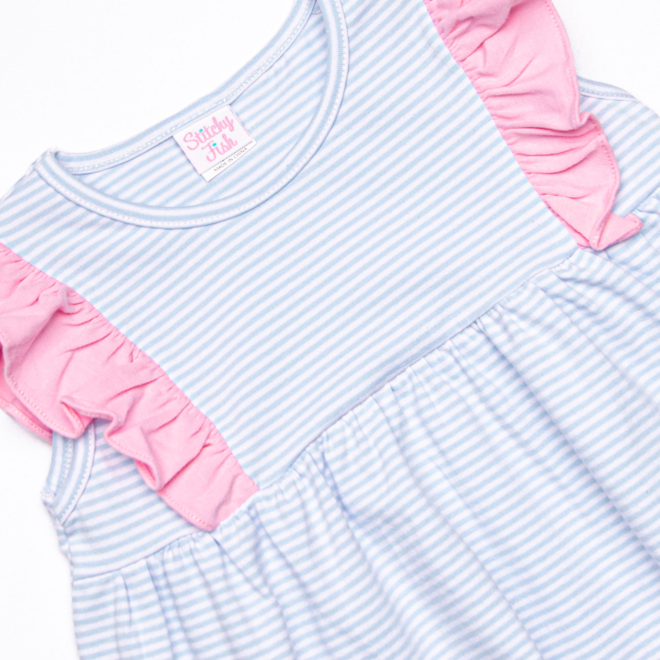 Blue Ruffle Set Sky Blue Stripes Ruffle Short Set, Blue – Stitchy Fish