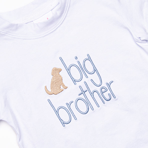 Big Brother Applique Top, White