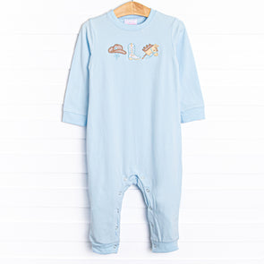 Rodeo Rider Applique Romper, Blue