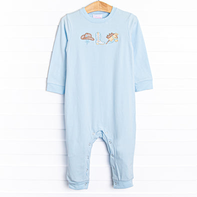 Rodeo Rider Applique Romper, Blue