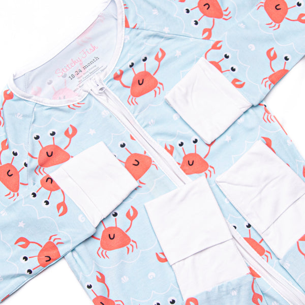 Sand Crab Sleeper Bamboo Zippy Pajama, Blue