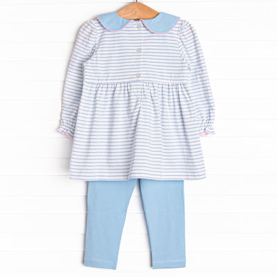 Puppy Present Smocked Legging Set, Blue
