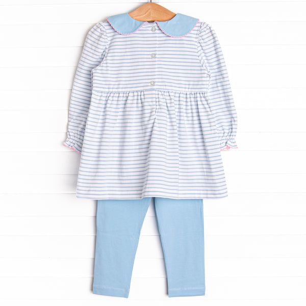 Puppy Present Smocked Legging Set, Blue
