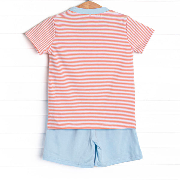 Evan Short Set, Blue and Orange Stripe