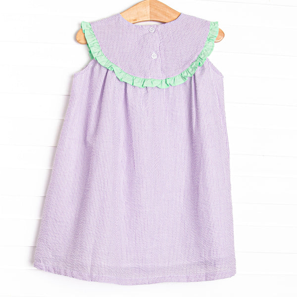 Subtle Seersucker Dress, Purple