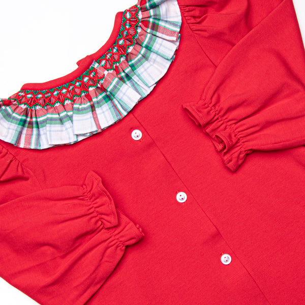 Home for the Holiday's Smocked Ruffle Dress, Red