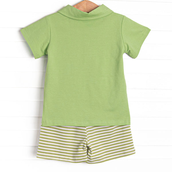 Levi Short Set, Pear Green Stripe