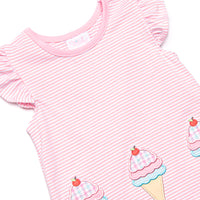 Sweet Tooth Applique Ruffle Short Set, Pink