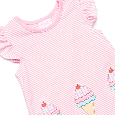 Sweet Tooth Applique Ruffle Short Set, Pink