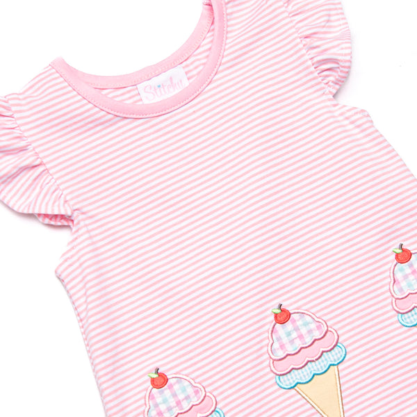 Sweet Tooth Applique Ruffle Short Set, Pink