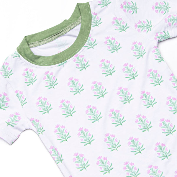 Fall Asleep Florals Bamboo Pajama Short Set, Green