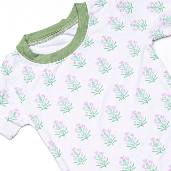 Fall Asleep Florals Bamboo Pajama Short Set, Green