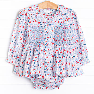 Posh Poppy Smocked Diaper Set, Blue