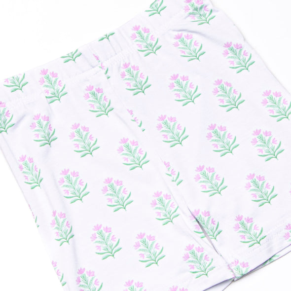 Fall Asleep Florals Bamboo Pajama Short Set, Green