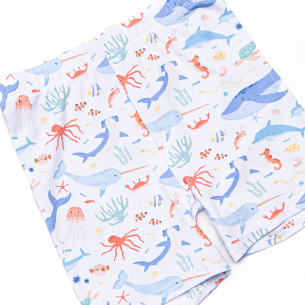 Deep Blue Discovery Bamboo Pajama Short Set, Blue