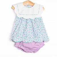 Farmer Market Florals Diaper Set, Purple