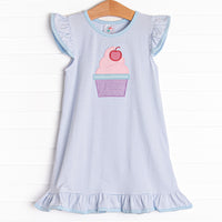 Sundae Sweets Applique Dress, Blue