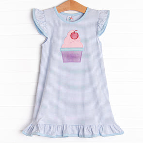 Sundae Sweets Applique Dress, Blue