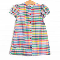 Back to School Plaid Puff Sleeve Dress, Blue