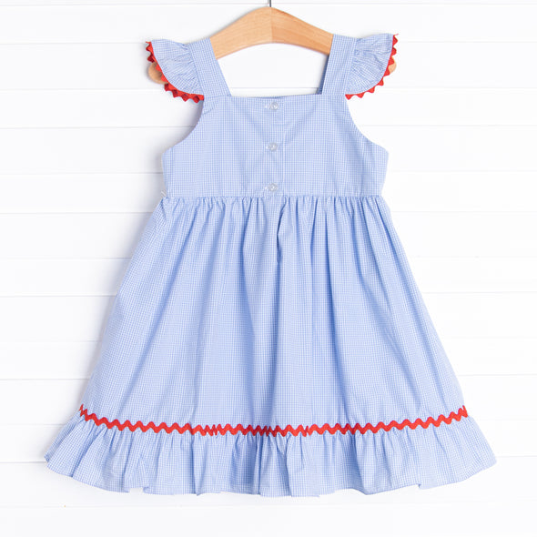 Barn Buddies Smocked Ruffle Dress, Blue