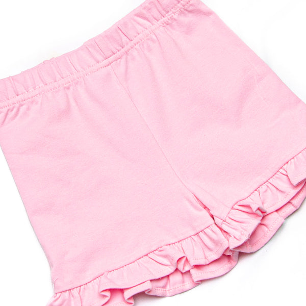 Sweet Tooth Applique Ruffle Short Set, Pink
