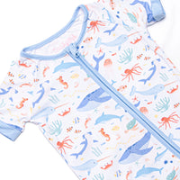Deep Blue Discovery Bamboo Short Zippy Pajama, Blue