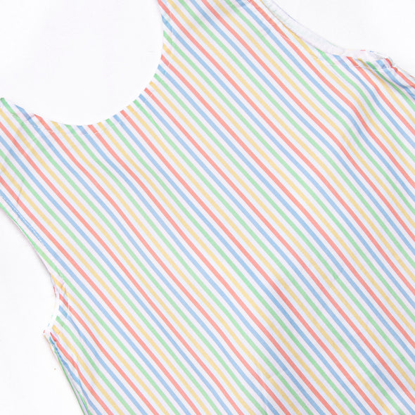 Rainbow Waves Ruffle Short Set, Blue