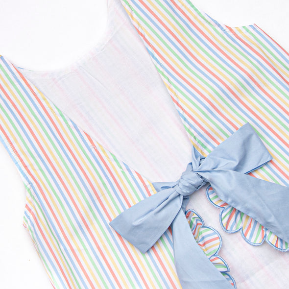 Rainbow Waves Ruffle Short Set, Blue