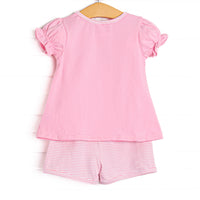 Strawberry Bundles Applique Short Set, Pink