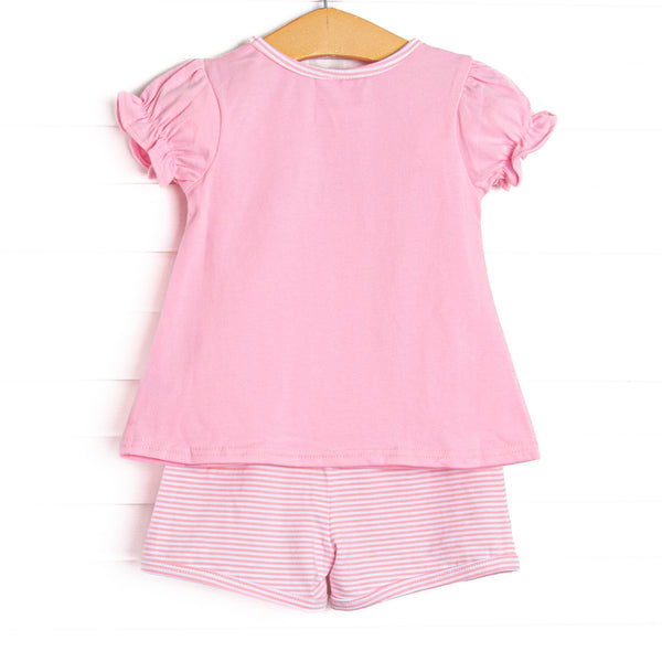 Strawberry Bundles Applique Short Set, Pink