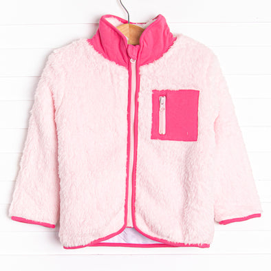 Fuzzy Zip-Up Jacket, Pink