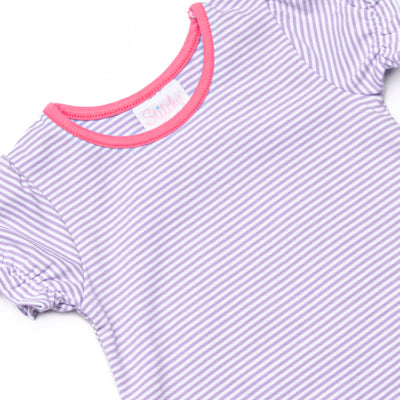 Poppy Ruffle Short Set, Pink and Purple Stripe