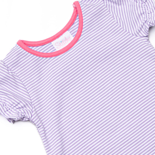 Poppy Ruffle Short Set, Pink and Purple Stripe