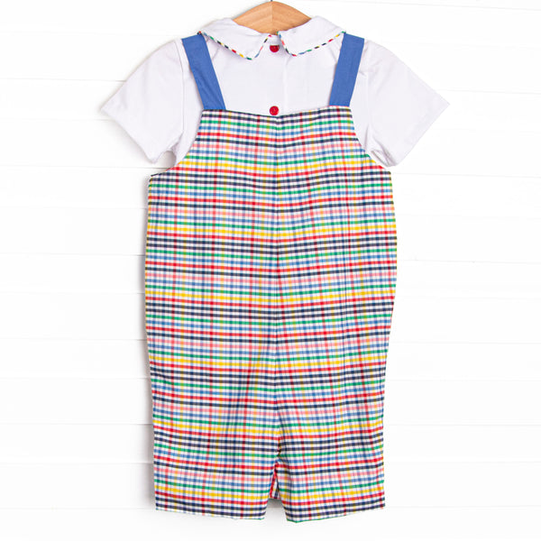 Back to School Plaid Shortall, Blue