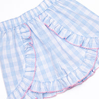Royal Reign Smocked Ruffle Short Set, Blue