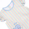 Rainbow Waves Applique Flutter Sleeve Bubble, Blue