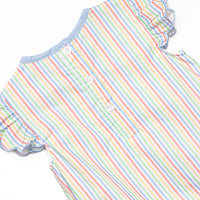 Rainbow Waves Applique Flutter Sleeve Bubble, Blue