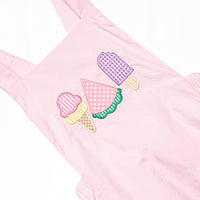 Peace, Love, and Popsicles Ruffle Applique Sunsuit, Pink