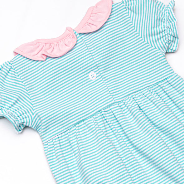 Annie Puff Sleeve Bubble, Mint Stripe