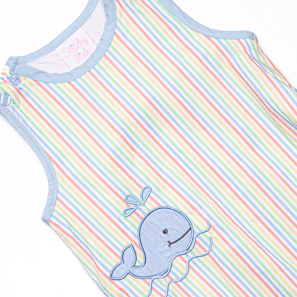 Rainbow Waves Applique Bubble, Blue