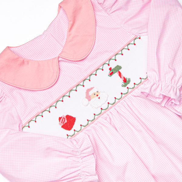 Letters to Santa Smocked Bubble, Pink