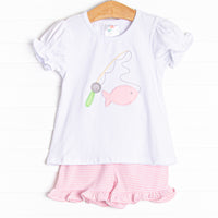 Let It Fly Applique Ruffle Short Set, Pink