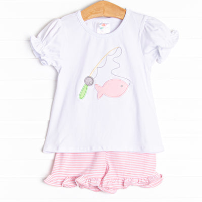 Let It Fly Applique Ruffle Short Set, Pink