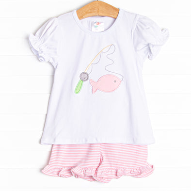 Let It Fly Applique Ruffle Short Set, Pink