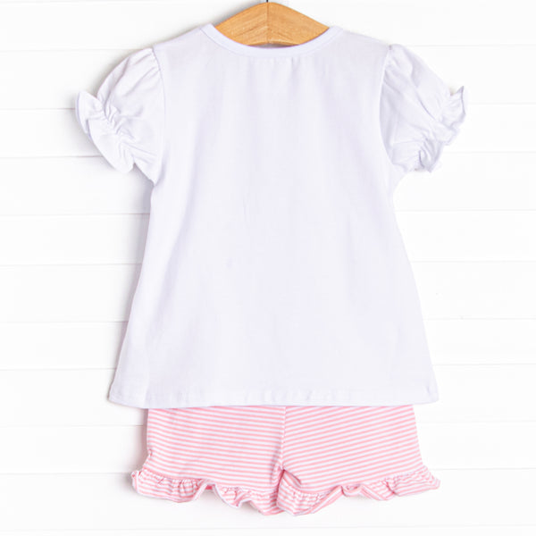 Let It Fly Applique Ruffle Short Set, Pink