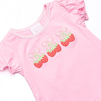 Strawberry Bundles Applique Short Set, Pink
