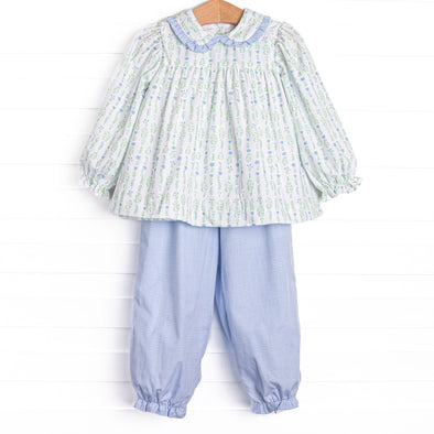 Streamside Sprouts Ruffle Pant Set, Green