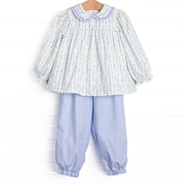 Streamside Sprouts Ruffle Pant Set, Green