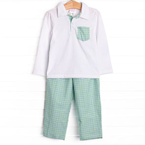 Perfectly Plaid Pant Set, Green